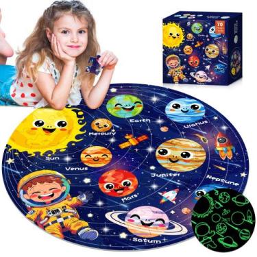 Imagem de Quebra-Cabeça ZIZZ Glow in The Dark - Sistema Solar (70 Peças) - Para 