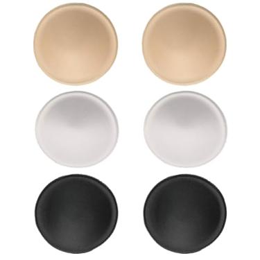 Imagem de VANTOBEST 3 pares de enchimentos de sutiã redondo removíveis, esportivos, ioga, bojos de enchimento, realçadores, sutiã push-up para biquíni, sutiã esportivo (preto + branco + bege)