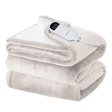 Imagem de Cobertor elétrico Bedsure Twin Soft Flannel Heated Cream