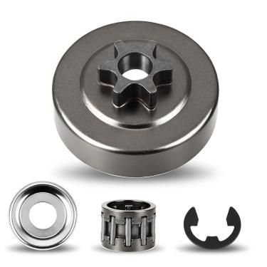 Imagem de Kit de roda dentada de tambor de embreagem 6T de 0,9 cm para motosserras Stihl 017,018,021,023,025, MS170, MS180, MS210, MS230, MS250 – Inclui tambor de embreagem, rolamento de agulha, arruela e