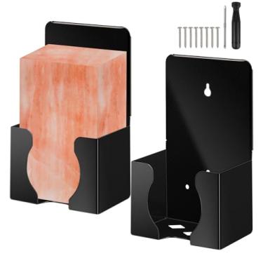 Imagem de KHEARPSL 2 peças de suporte de bloco de sal de 1,8 kg de aço inoxidável para lamber sal mineral para veado cavalo gado blocos de lamber sal, fundo com orifícios de drenagem e ventilação