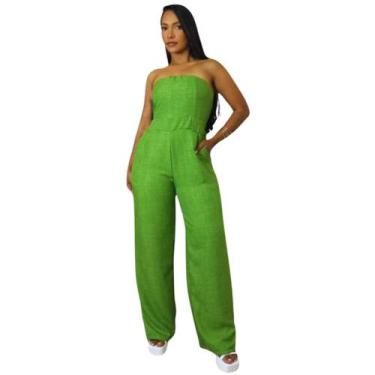 Imagem de Macaquinho Feminino de Alfaitaria Verde com Calça Pantalona - Fortalez