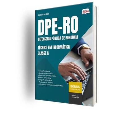 Imagem de Apostila DPE-RO  - Técnico em Informática - Classe A - Apostilas Opção