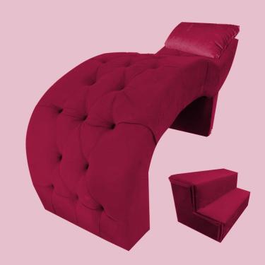 Imagem de Maca De Maquiagem E Estética + Escada e Almofada  Lisa Vermelho