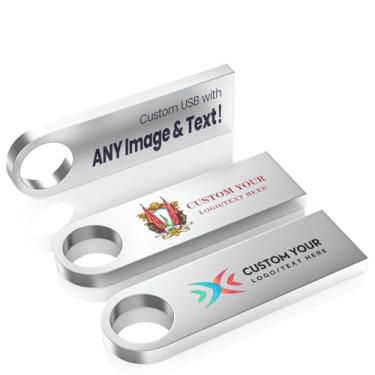 Imagem de Flash Drives personalizáveis de 64 GB, pen drives Wooolken personalizados USB 2.0, pacote com 10/20/50/100, logotipo pendrive, cartão de memória personalizado, logotipo gravado por USB (metal)
