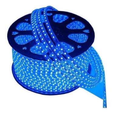 Imagem de Fita LED 5050, 100 Metros, Luz Branca Quente, Mangueira Decorativa, 110V (Azul)