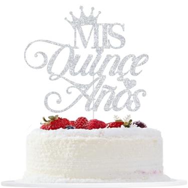 Imagem de Mis Quince Anos Cake Topper, Happy 15th Birthday Cake Topper, Feliz 15 Anos, Hello 15, 15th Birthday Party Decorations (Silver Glitter)