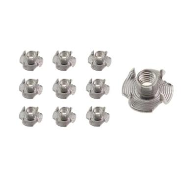 Imagem de ZHYOHEN 10 peças de aço inoxidável 304 porcas de aço inoxidável 4 garras pré-construídas porcas de pino de quarto de móveis para prateleiras de escalada de madeira, armários, mesas, móveis, acessórios