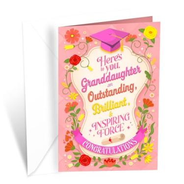 Imagem de Prime Greetings Cartão de formatura para neta, feito nos EUA, cartolina grossa com envelope premium embalado em um envelope de apresentação reutilizável, ecológico, 12,7 cm x 19,7 cm