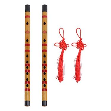 Imagem de 1 conjunto/2 peças de flauta de bambu portátil delicada flauta chinesa instrumento musical para músico amador iniciante