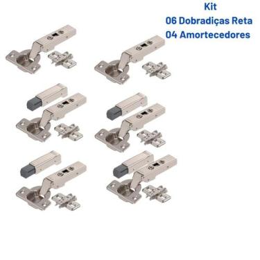 Imagem de Kit 6 Dobradiças Reta 75s1550cb+ Calço +4 Amortecedor BLUM
