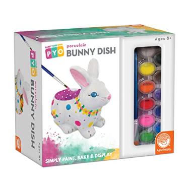 Imagem de MindWare Pinte seu próprio artesanato para crianças: prato de coelho da Páscoa de porcelana - presente de Páscoa para crianças de 8 anos e acima - Inclui 13 cores de tinta, 2 pincéis e guia de pintura