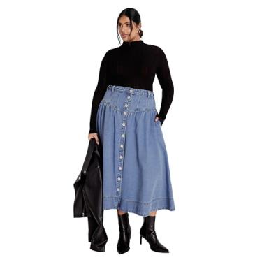 Imagem de City Chic Saia feminina plus size - jeans Ari, Jeans leve, 48