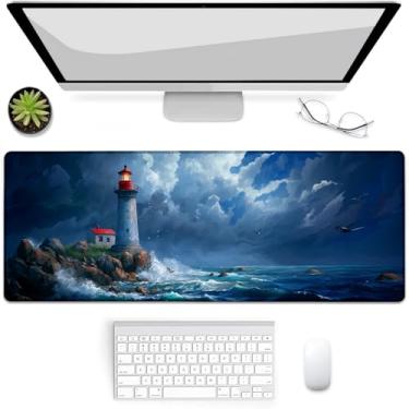 Imagem de VANZEV Lighthouse Mouse Pad para jogos, tapete de mouse, tapete de mesa, base de borracha antiderrapante para computadores, laptop, escritório, escola, acessórios de casa, presentes de decoração 80 x
