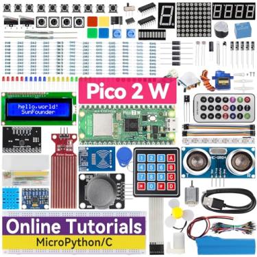 Imagem de SunFounder Raspberry Pi Pico 2 W Ultimate Starter Kit Com Mais De 110 Cursos Em Vídeo, Tutoriais Online, 96 Projetos (16 Iot), Micropython, C++ (Compatível Arduino Ide)