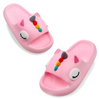 Imagem de Sandália infantil infantil de unicórnio, tubarão, coelhinho, praia, piscina, chuveiro, antiderrapante, chinelos de banho para casa de banho, lindos sapatos de verão e atividades ao ar livre para