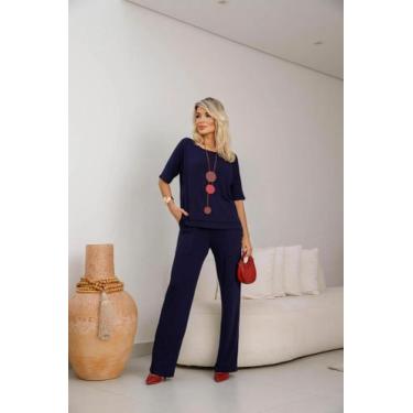 Imagem de Conjunto Feminino Moletinho Calça e Blusa Manga Curta Casual Plus Size