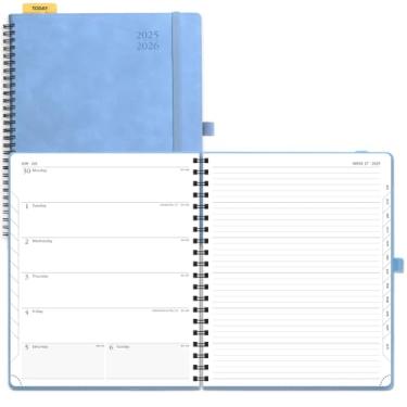 Imagem de POPRUN Agenda semanal Planner 2025-2026 (grande 21 x 26 cm), calendário acadêmico (25 de julho a 26 de junho) Livro de compromissos com abas mensais, capa macia em espiral, bolso interno, 100 g/m²