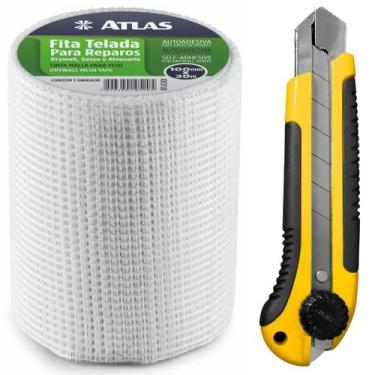 Imagem de Fita Telada 100Mmx20M Gesso Drywal Alvenaria + Estilete 25Mm - Atlas