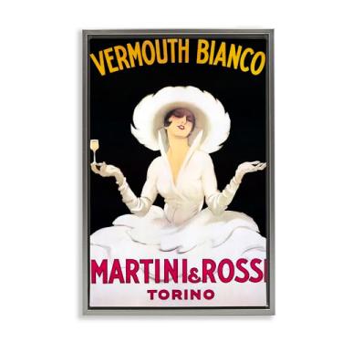 Imagem de Stupell Industries Vermute Vintage Lady Advertisement Gray Framed Floater Canvas Wall Art, design por Marcus Jules, 21 x 31