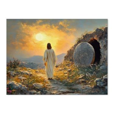 Imagem de UNXIS Arte de parede em tela cristã Resurrected Savior Leaves the Tomb Posters Religious Prints Jesus Painting Pictures 30,5 x 40,6 cm sem moldura para sala de estar, igrejas, decoração de sala de