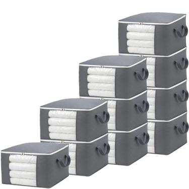 Imagem de Moving Supplies Armazenamento de cobertor, pacote com 10 sacos de armazenamento de roupas de tecido grosso dobráveis com capacidade de 60 L para organizar quarto e armário, sacos de embalagem