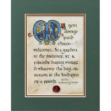 Imagem de Celtic Card Company Irish Serenity Prayer Print Green Medieval Manuscripts Seal in Wax Double-Matted Irish Gift Home Decor (20 x 25 cm)