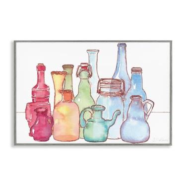 Imagem de Stupell Industries Coleção de vasos coloridos arte giclée emoldurada cinza, design por Stephanie Fielden, 18 x 12