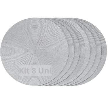 Imagem de Conjunto De Jogo Americano 4/6/8/12pçs lugares Mesa Posta Jantar Café Redondo Vazado Decorado (8, Prateado)