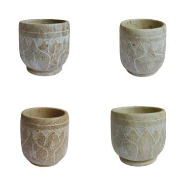 Imagem de 4 Copos Em Pedra Sabão P/Dose Tequila Cachaça Licor Whisky