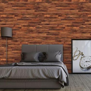 Imagem de Papel De Parede Autocolante Madeira Tons Escuros - Inove Papéis de Par