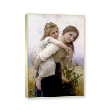 Imagem de NHLDZYH Moldura dourada champanhe. Impressões de arte William Adolphe Bouguereau - Pintura de retrato - (Menina 5) - Pôster temático de mitologia grega - Pôster de decoração de parede vintage. 40 x 60