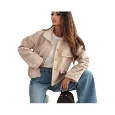 Imagem de Casaco de Lã Feminino Solto - Cardigan Casual para Outono/Inverno, BR-