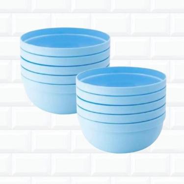 Imagem de Kit 10 Mini Bowls Tigela Em Plástico Azul Pote Cumbuca 340Ml - Solrac