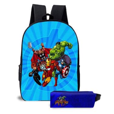 Imagem de Kit Mochila Com Estojo Infantil Escolar Estilo Super Heróis Para Menin