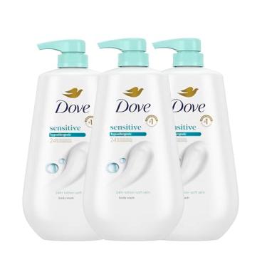 Imagem de Dove Body Wash with Pump Sensitive Skin 3 Count Hypoallergenic, Paraben-Free, Sulfate-Free, Cruelty-Free, Moisturizing Skin Cleanser Effectively Washes Away Bacteria While Nourishing Skin 30.6 oz