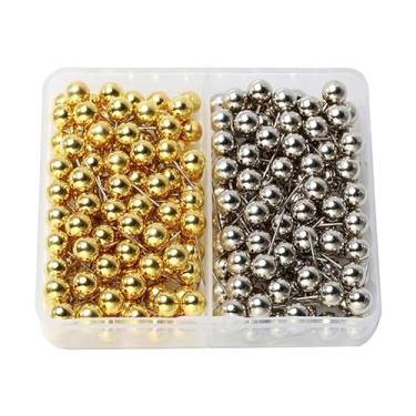 Imagem de Pinos redondos de 6 mm, cor metálica, 100 peças, 100 peças, em caixas, tachinhas de mapa para quadro branco conjunto de pinos decorativos