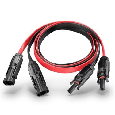 Imagem de PAEKQ Conector de cabo solar superplano de 10 AWG, cabo de extensão fotovoltaico de 50 A, alimentação plana através da porta e janela da varanda, fio de energia solar para painel solar, trailer