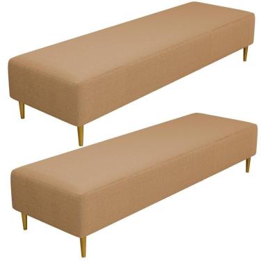 Imagem de Kit 02 Puffs Decorativo Bali W01 Pés Palito 170x60cm Bouclê Mostarda - Lyam Decor