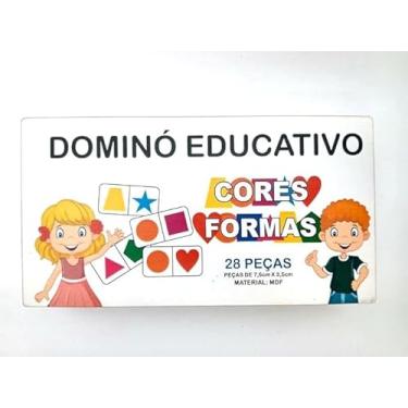 Imagem de Brinquedo Dominó Educativo Pedagógico Formas e Cores 28 peças em Madeira - Mega Impress