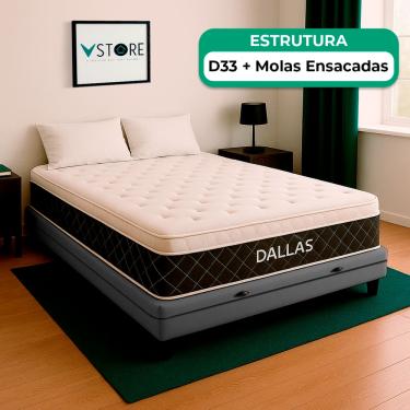 Imagem de Cama Box Baú Viúvo e Colchão Dallas Molas V-Store