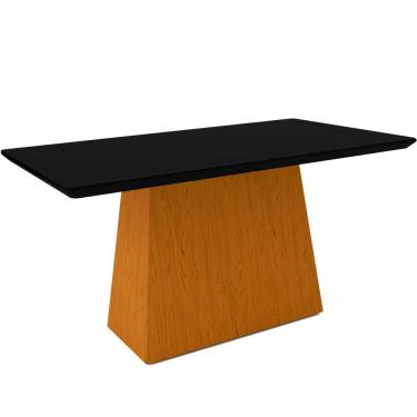 Imagem de Mesa De Jantar 6 Lugares Tampo De Madeira Com Vidro 1,60cm