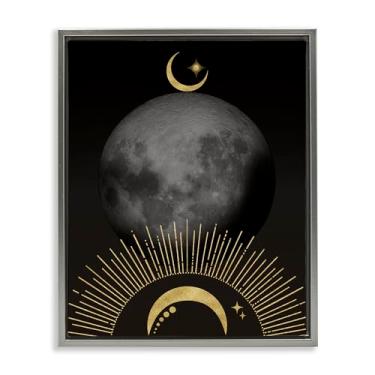 Imagem de Stupell Industries Design de arte de parede centric luas lunares cinza emoldurado por Daniela Santiago, 25 x 31