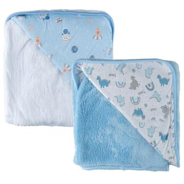 Imagem de Kit 2 Mantas Soft Dupla Face para Bebê Bublim