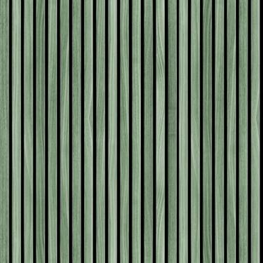 Imagem de Papel De Parede 10m Adesivo Madeira Verde Ripa Vertical Rolo