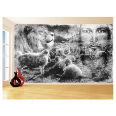 Imagem de Papel De Parede 3D Religioso Jesus Rebanho Ovelha 3,5M Rl86 - Você Dec