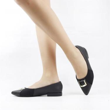 Imagem de Sapatilha Bico Fino Couro - USAFLEX, Preto, 35