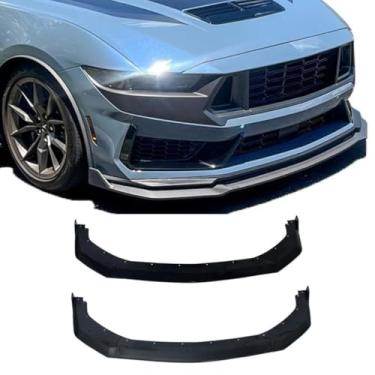 Imagem de Lábio do para-choque dianteiro do carro compatível com Mustang Dark Horse 2024 divisor dianteiro difusor spoiler body kit acessórios para carro (aparência de carbono)