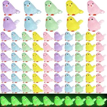 Imagem de Geelin 60 mini animais de resina luminosos pequenos pássaros de resina fofos que brilham no escuro pequeno pássaro estatueta para jardim, micro paisagem, enfeite de cupcake, casa de bonecas, terrário