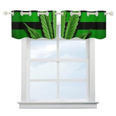 Imagem de Cortinas blackout listradas de ervas daninhas para escurecimento de quarto, cortinas de janela curtas, isolamento térmico, para cozinha, sala de jantar, quarto, 2 painéis 132 x 46 cm